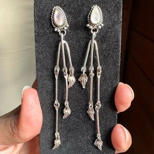 Native American Sterling Pink Mother of Pearl Feather Earrings